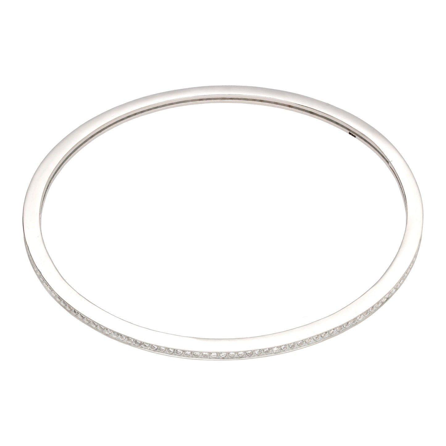 Sterling Silver & Clear CZ Crystal 61mm Round Bangle