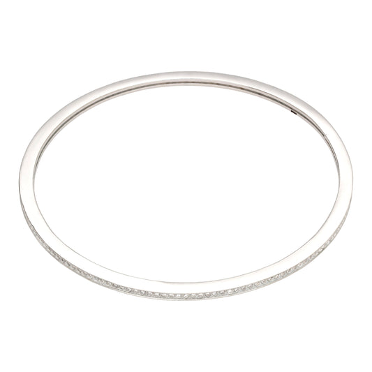 Sterling Silver & Clear CZ Crystal 61mm Round Bangle