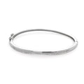 Sterling Silver & Clear CZ Crystal Hinged Oval Bangle