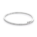 Sterling Silver & Clear CZ Crystal Hinged Oval Bangle