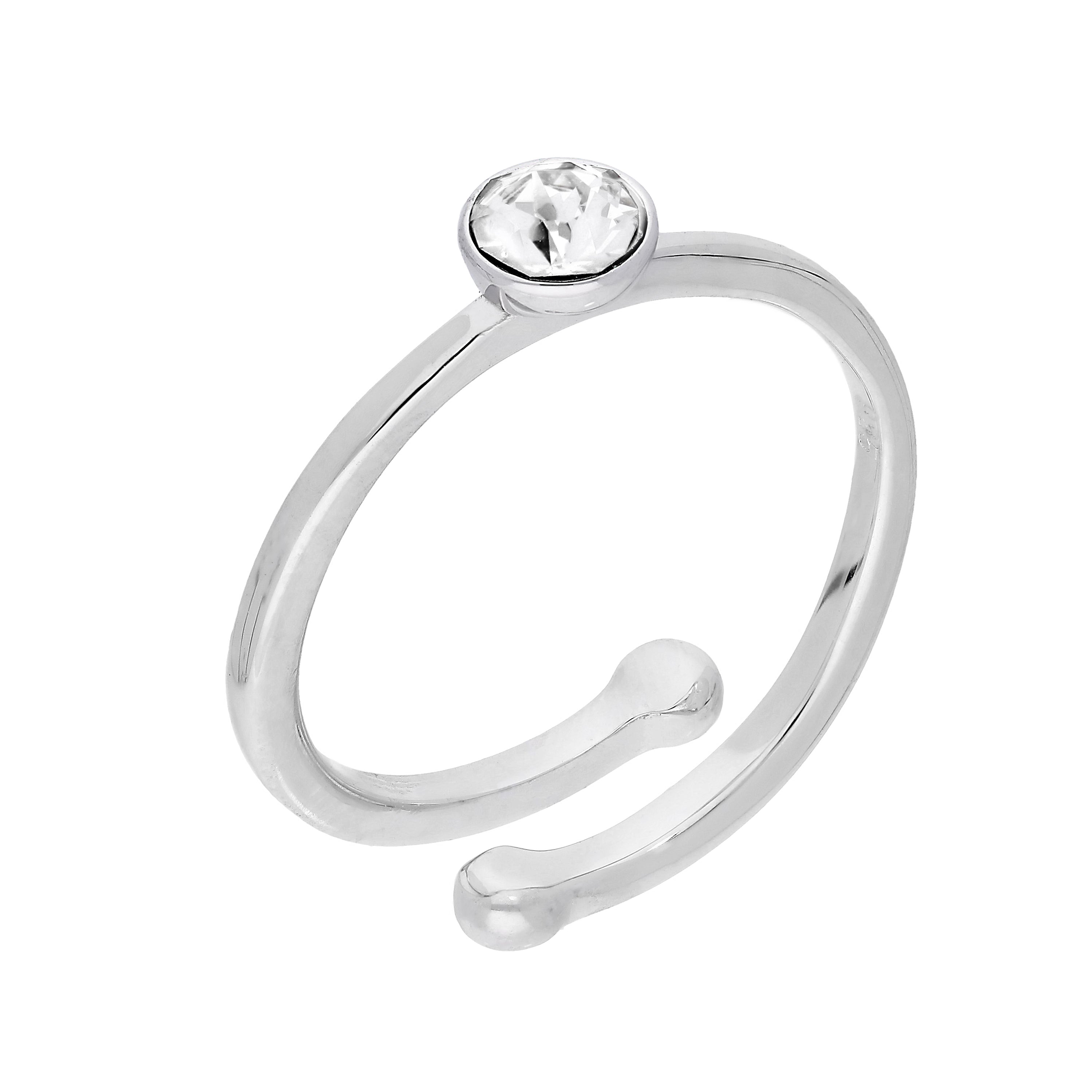 Sterling Silver & CZ Crystal Adjustable Birthstone Rings