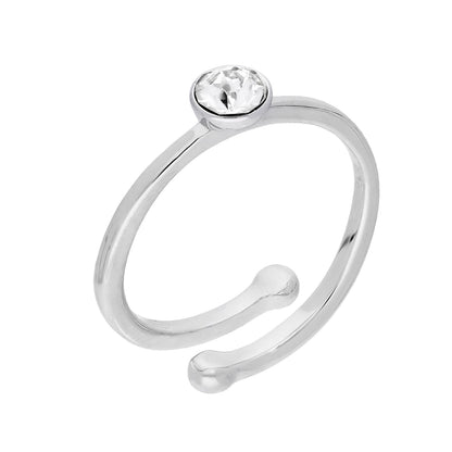 Sterling Silver & CZ Crystal Adjustable Birthstone Rings