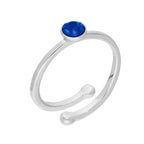Sterling Silver & CZ Crystal Adjustable Birthstone Rings