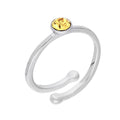 Sterling Silver & CZ Crystal Adjustable Birthstone Rings