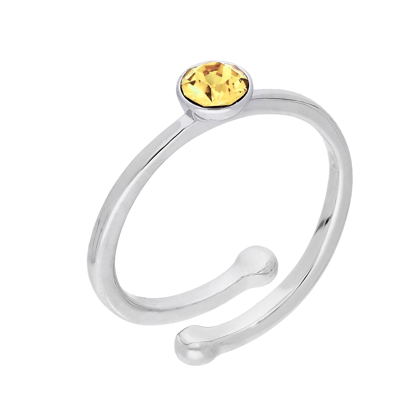 Sterling Silver & CZ Crystal Adjustable Birthstone Rings