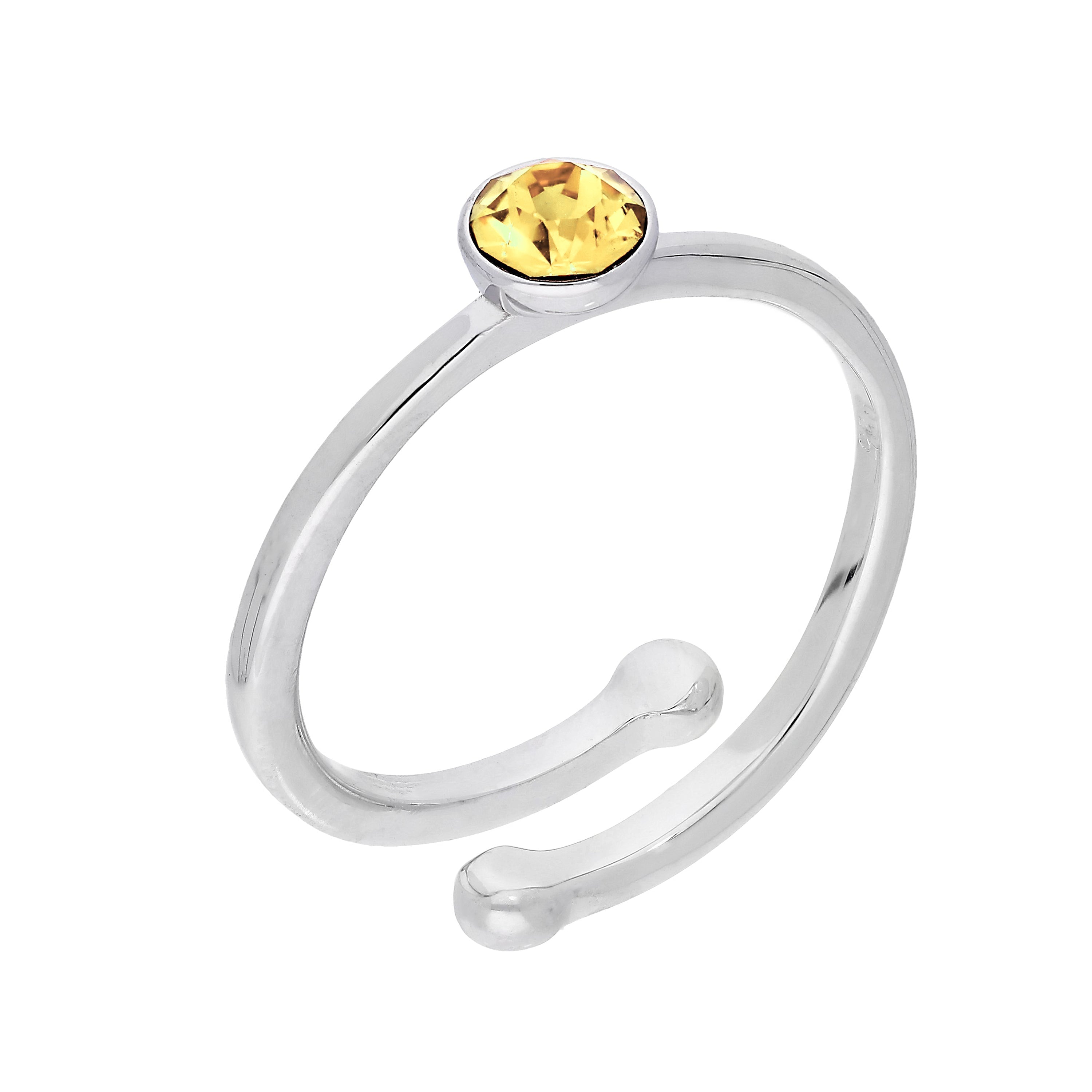Sterling Silver & CZ Crystal Adjustable Birthstone Rings