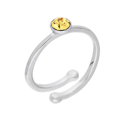 Sterling Silver & CZ Crystal Adjustable Birthstone Rings