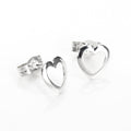 Sterling Silver Open Rounded Heart Stud Earrings
