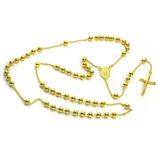 9ct Gold Heavy Rosary Bead Necklace