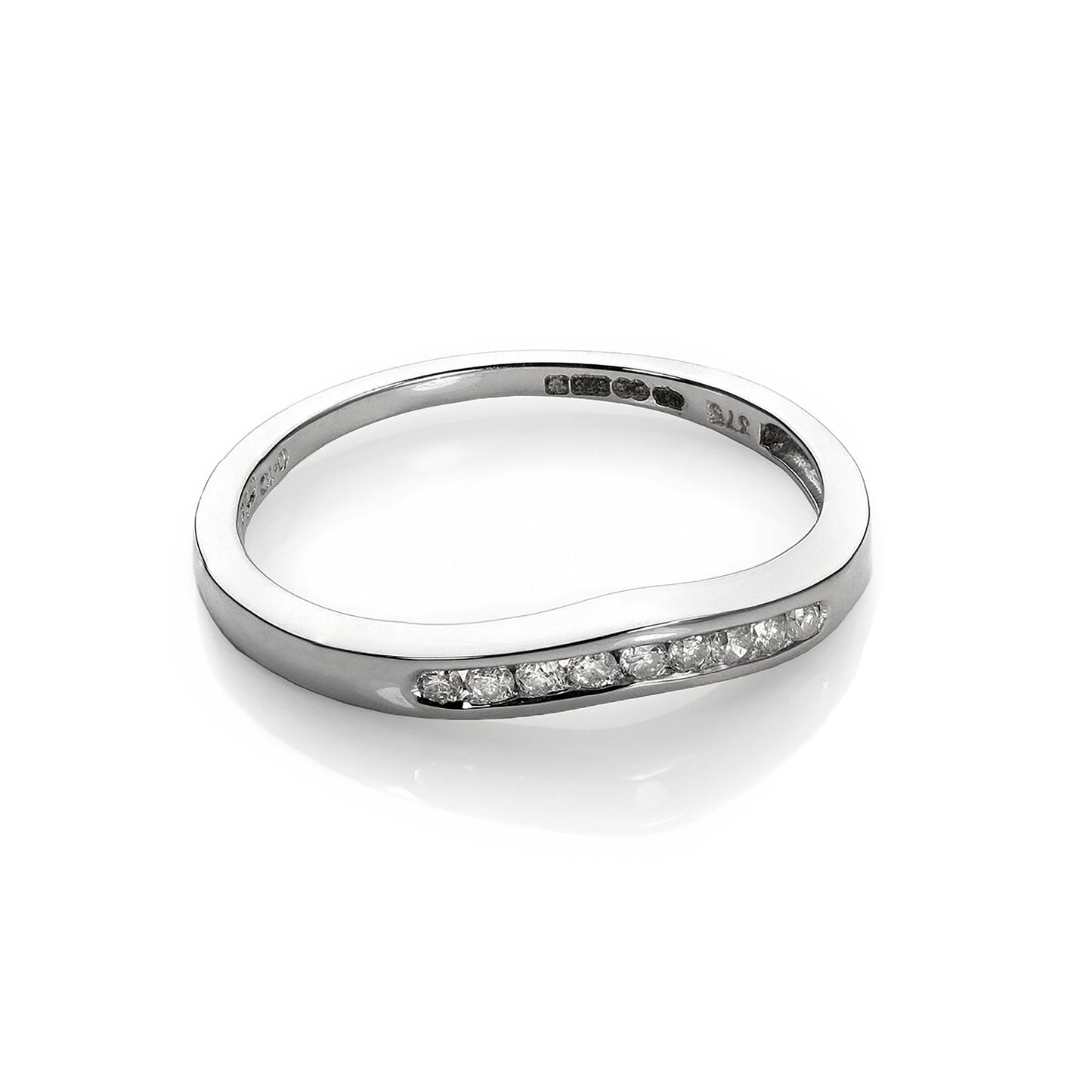 9ct White Gold 0.1ct Diamond Wishbone Ring