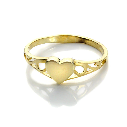 Personalisable 9ct Yellow Gold Heart Signet Ring