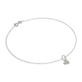 Fine Sterling Silver Belcher Anklet with Small Flat Heart Charm - 10 Inches