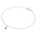 Fine Sterling Silver Belcher Anklet with CZ Crystal Birthstone Star Charm - 10 Inches