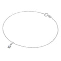Fine Sterling Silver Belcher Anklet with CZ Crystal Birthstone Star Charm - 10 Inches