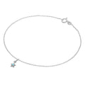 Fine Sterling Silver Belcher Anklet with CZ Crystal Birthstone Star Charm - 10 Inches