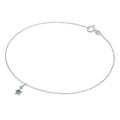 Fine Sterling Silver Belcher Anklet with CZ Crystal Birthstone Star Charm - 10 Inches
