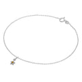 Fine Sterling Silver Belcher Anklet with CZ Crystal Birthstone Star Charm - 10 Inches