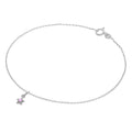 Fine Sterling Silver Belcher Anklet with CZ Crystal Birthstone Star Charm - 10 Inches