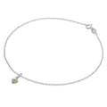 Fine Sterling Silver Belcher Anklet with CZ Crystal Birthstone Heart Charm - 10 Inches