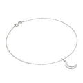 Fine Sterling Silver Belcher Anklet with Moon Outline Charm - 10 Inches