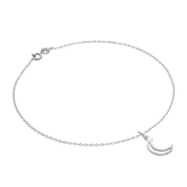 Fine Sterling Silver Belcher Anklet with Moon Outline Charm - 10 Inches