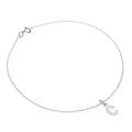 Fine Sterling Silver Belcher Anklet with Alphabet Letter Charm - 10 Inches - A-Z