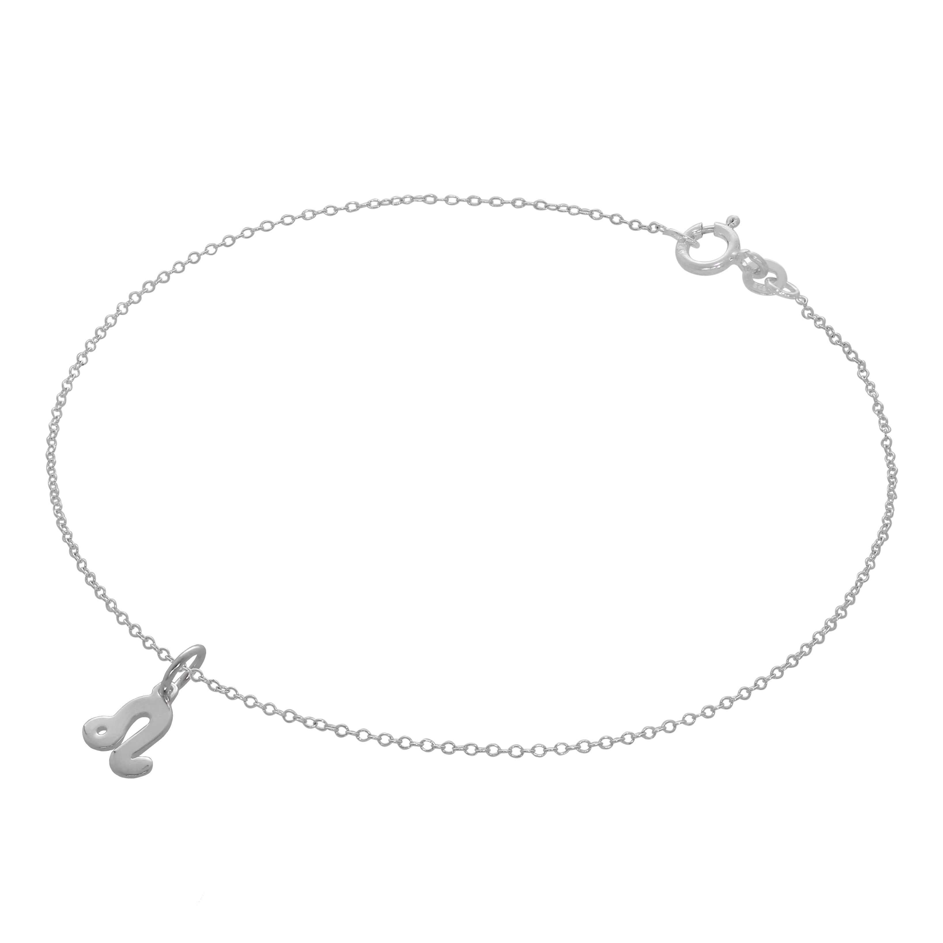 Fine Sterling Silver Belcher Anklet with Zodiac Sign Symbols - 10 Inches