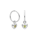 Sterling Silver CZ Crystal Birthstone Heart 10 - 22mm Sleeper Hoop Earrings