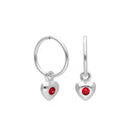 Sterling Silver CZ Crystal Birthstone Heart 10 - 22mm Sleeper Hoop Earrings