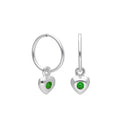 Sterling Silver CZ Crystal Birthstone Heart 10 - 22mm Sleeper Hoop Earrings