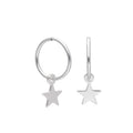 Sterling Silver Tiny Star 10 - 22mm Sleeper Hoop Earrings