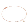 9ct Rose Gold Hammered Trace Anklet with Star Charm - 9.5 Inches