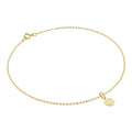 9ct Gold Hammered Trace Anklet with Winking Face Emoji Charm - 9.5 Inches