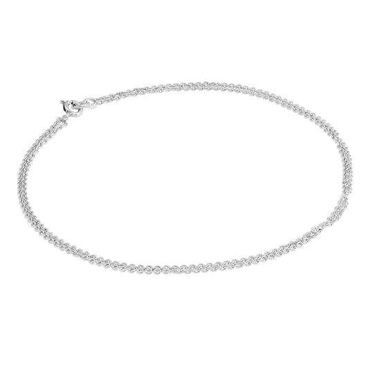 Sterling Silver 1mm Cable Double Chain Anklet - 10 Inches