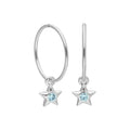 Sterling Silver CZ Crystal Birthstone Star 10 - 22mm Sleeper Hoop Earrings