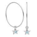 Sterling Silver CZ Crystal Birthstone Star 10 - 22mm Sleeper Hoop Earrings