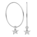 Sterling Silver CZ Crystal Birthstone Star 10 - 22mm Sleeper Hoop Earrings
