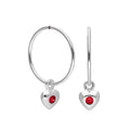 Sterling Silver CZ Crystal Birthstone Heart 10 - 22mm Sleeper Hoop Earrings