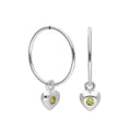 Sterling Silver CZ Crystal Birthstone Heart 10 - 22mm Sleeper Hoop Earrings