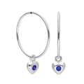Sterling Silver CZ Crystal Birthstone Heart 10 - 22mm Sleeper Hoop Earrings
