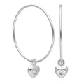 Sterling Silver CZ Crystal Birthstone Heart 10 - 22mm Sleeper Hoop Earrings