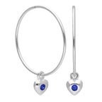 Sterling Silver CZ Crystal Birthstone Heart 10 - 22mm Sleeper Hoop Earrings