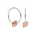 Rose Gold Plated Sterling Silver Thin Nugget Bead 12 - 22mm Sleeper Hoop Earrings