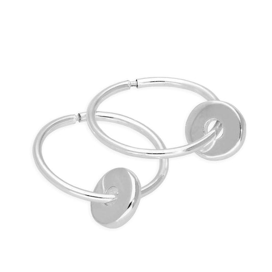 Sterling Silver Polished 1mm Bead 12 - 22mm Sleeper Hoop Earrings