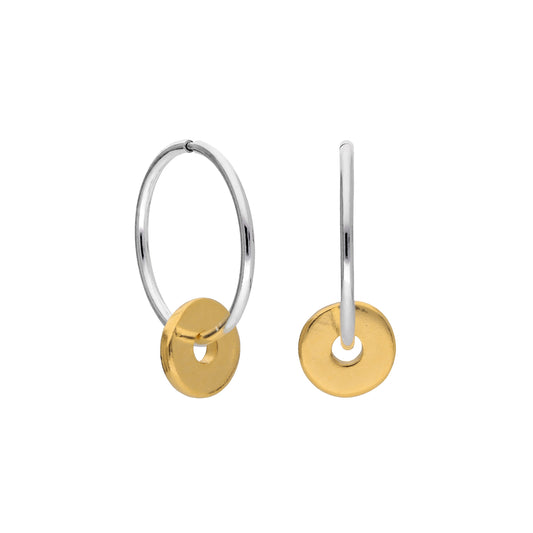 Gold Plated Sterling Silver Polished 1mm Bead 12 - 22mm Sleeper Hoop Earrings