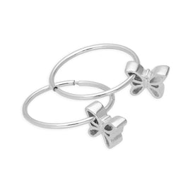 Sterling Silver Floating Butterfly 14 - 22mm Sleeper Hoop Earrings