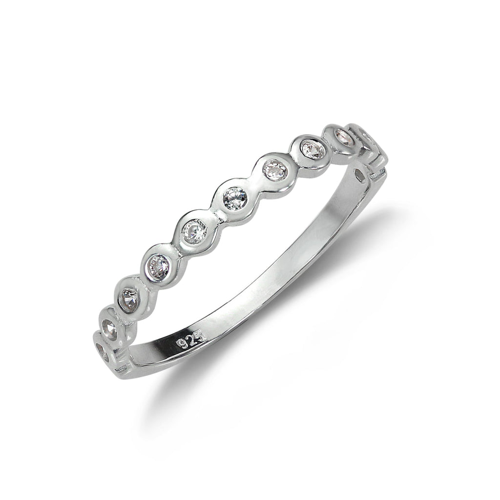 Sterling Silver Half Eternity with Dots Ring - Size I - W