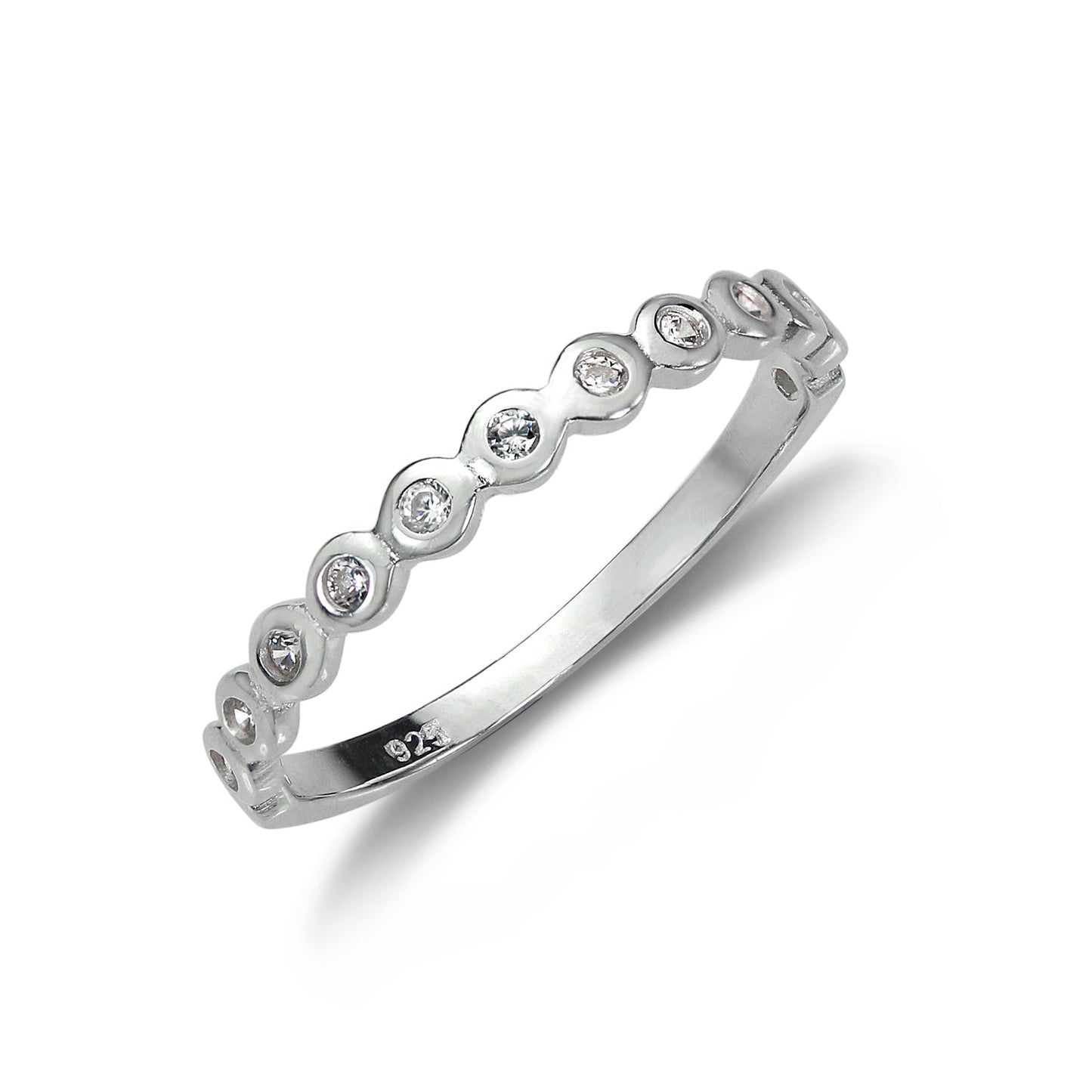Sterling Silver Half Eternity with Dots Ring - Size I - W