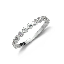 Sterling Silver Half Eternity with Dots Ring - Size I - W