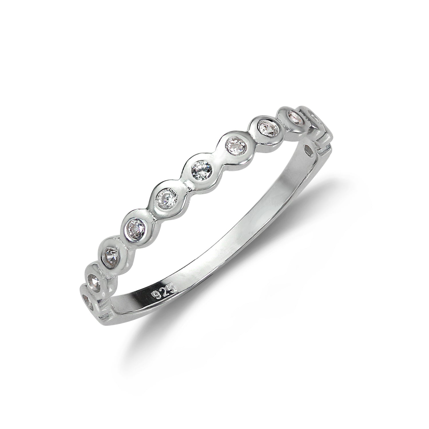Sterling Silver Half Eternity with Dots Ring - Size I - W